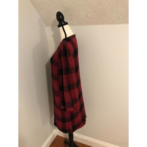 Anthropologie Cloth & Stone Red/Black Buffalo Plaid Dress - Size Medium - Picture 2 of 10